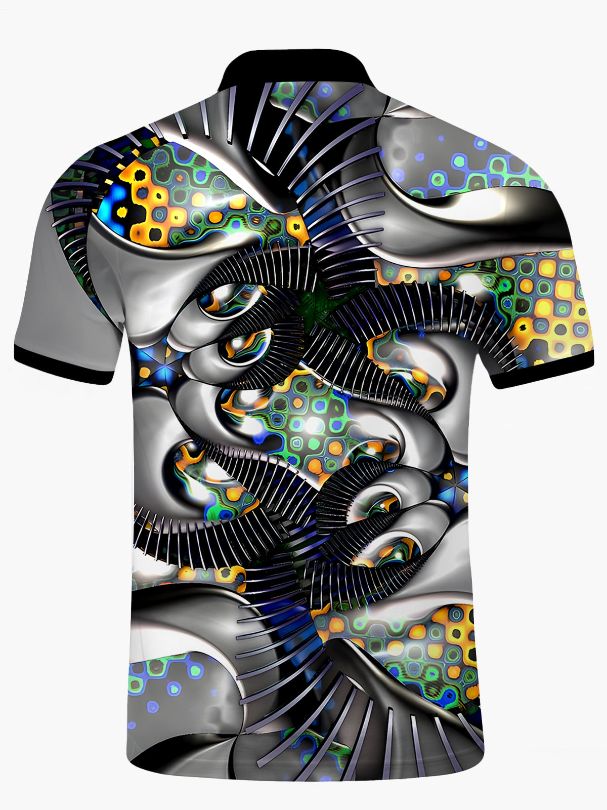 Abstract Men's Short Sleeve Button Polo Shirt