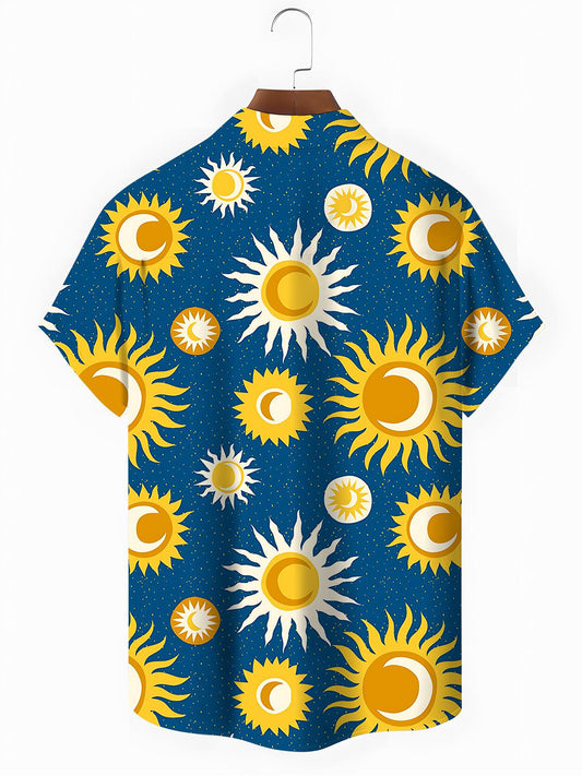 Sun Moon Men's Pocket Short Sleeve Shirts