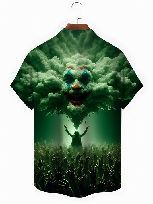 Joker Print Men's Pocket Short Sleeve Shirts
