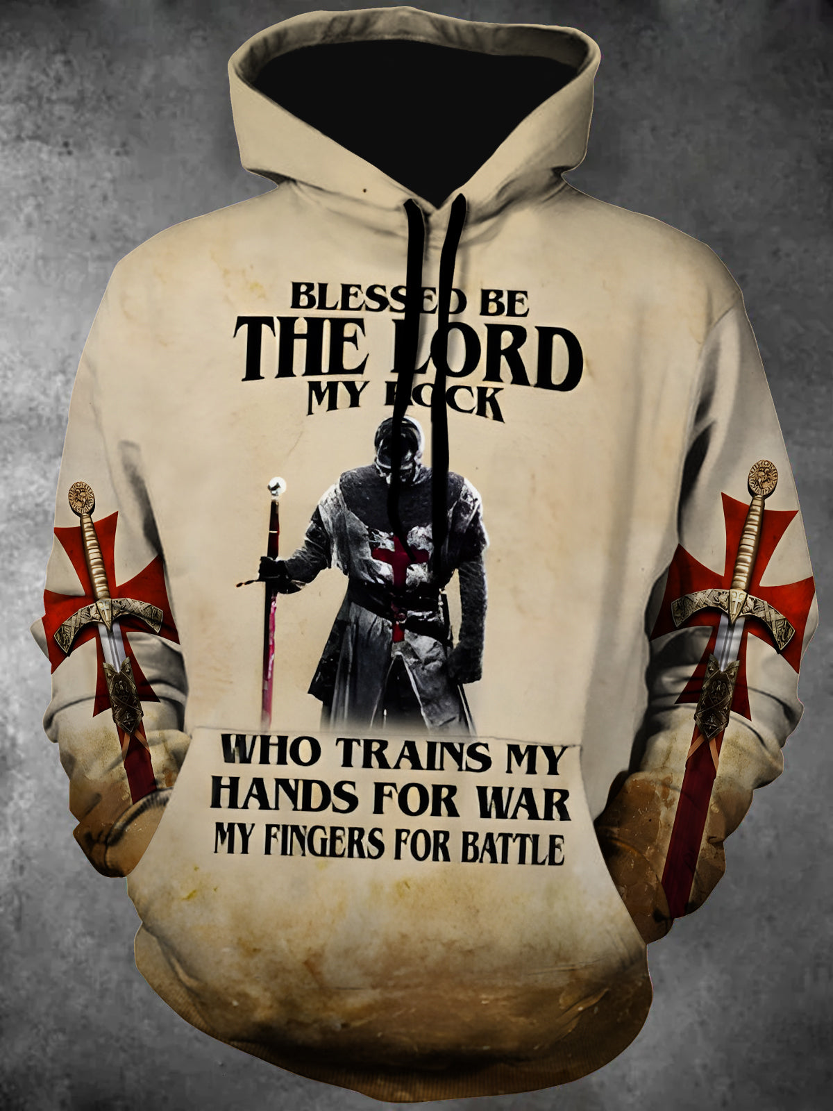 Knight's Cross Religion Long Sleeve Hooded Pocket Men's Top