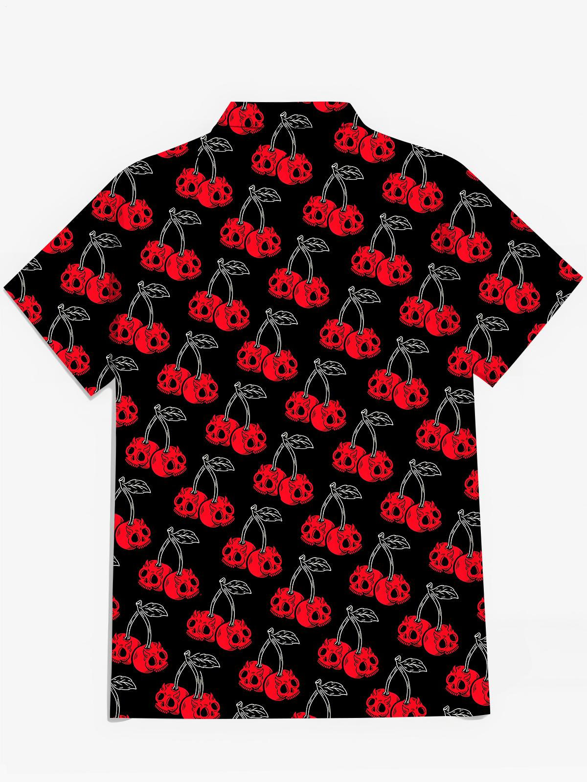 Cherry Skull Men's Pocket Short Sleeve Shirts