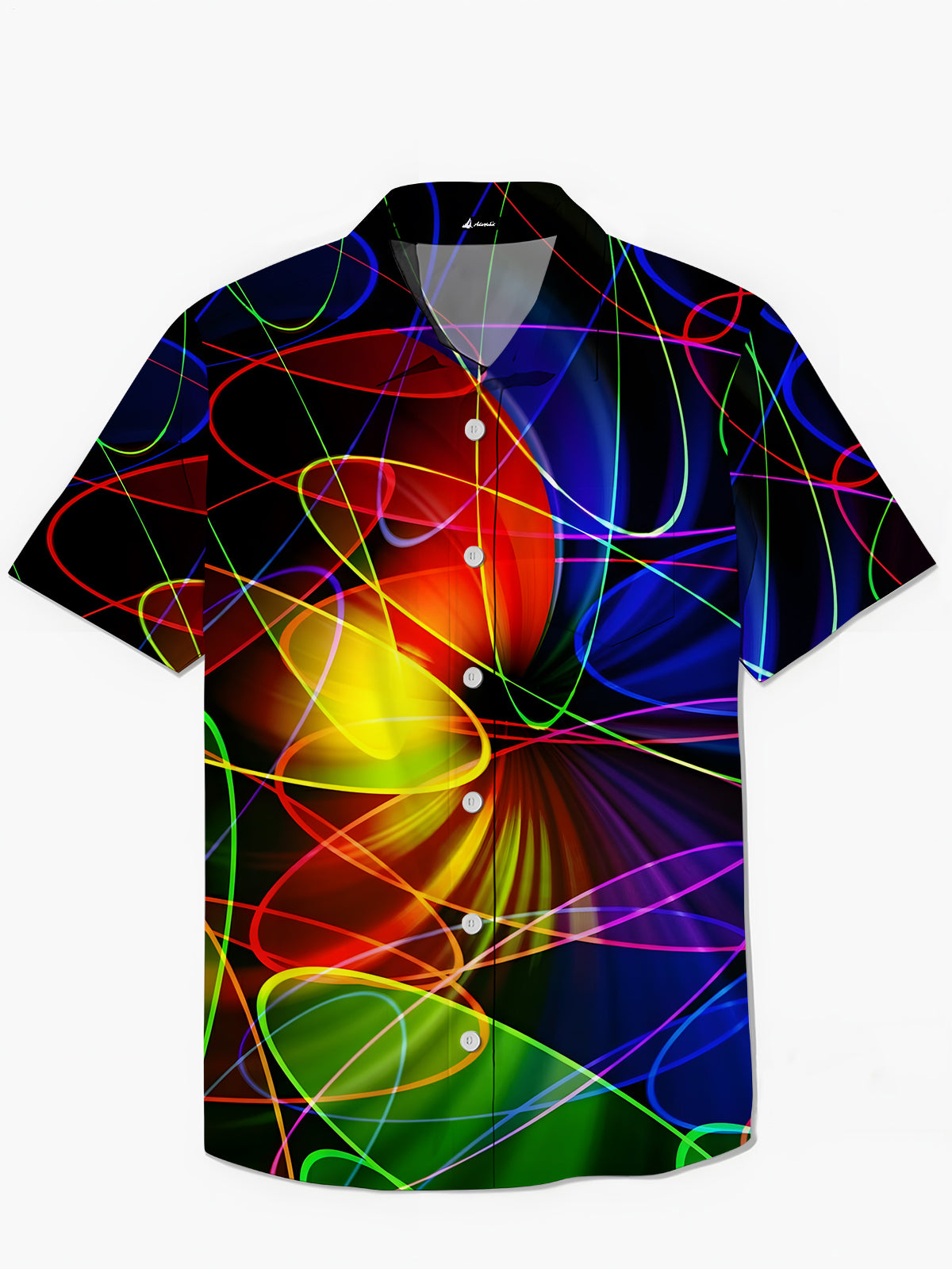 Geometric Lines Print Men's Pocket Short Sleeve Shirts