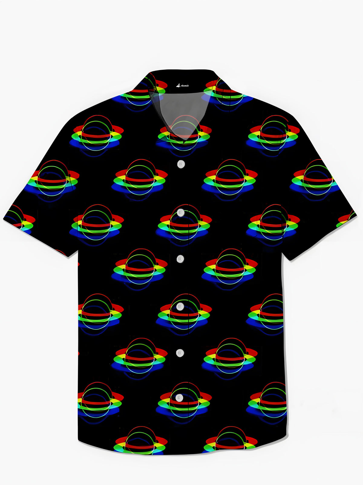 Universe Planet Print Men's Pocket Short Sleeve Shirts