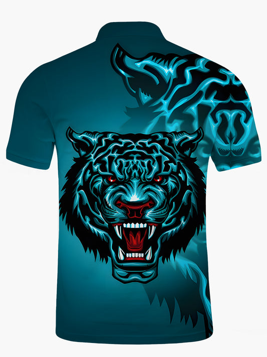 Animal Print Men's Short Sleeve Button Polo Shirt