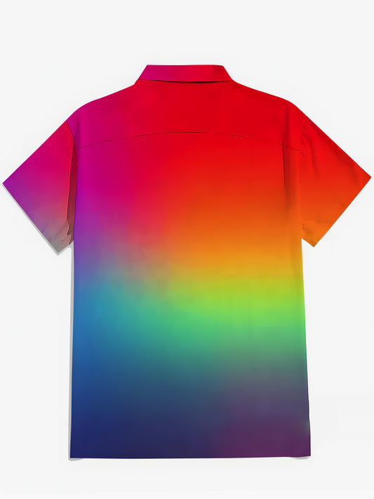 Tie Dye Coconut Tree Men's Pocket Short Sleeve Shirts