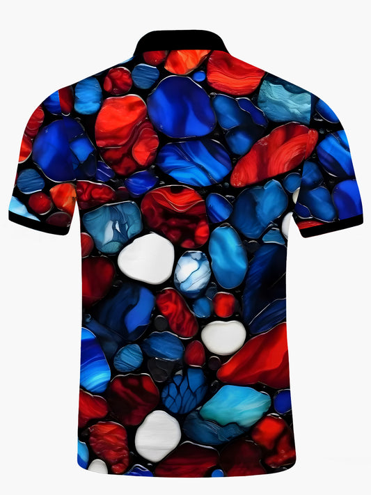 Stone Men's Short Sleeve Button Polo Shirt