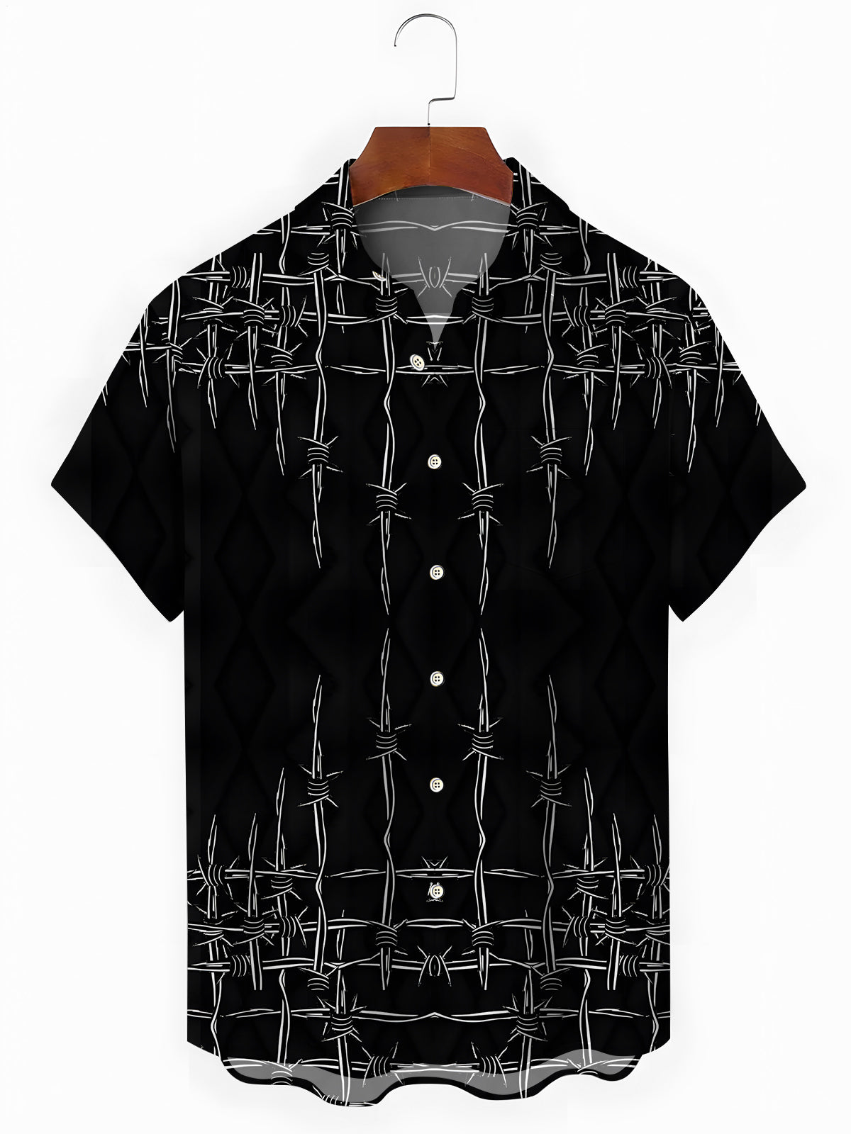 Wire Print Men's Pocket Short Sleeve Shirts
