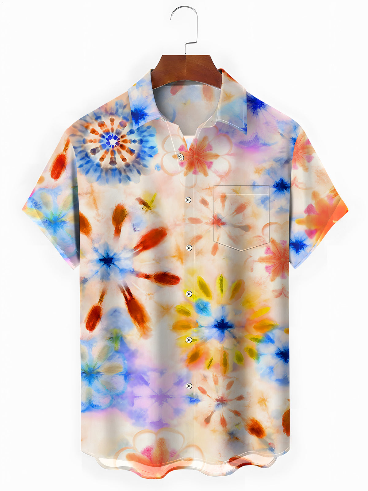 Tie Dye Abstract Men's Pocket Short Sleeve Shirts