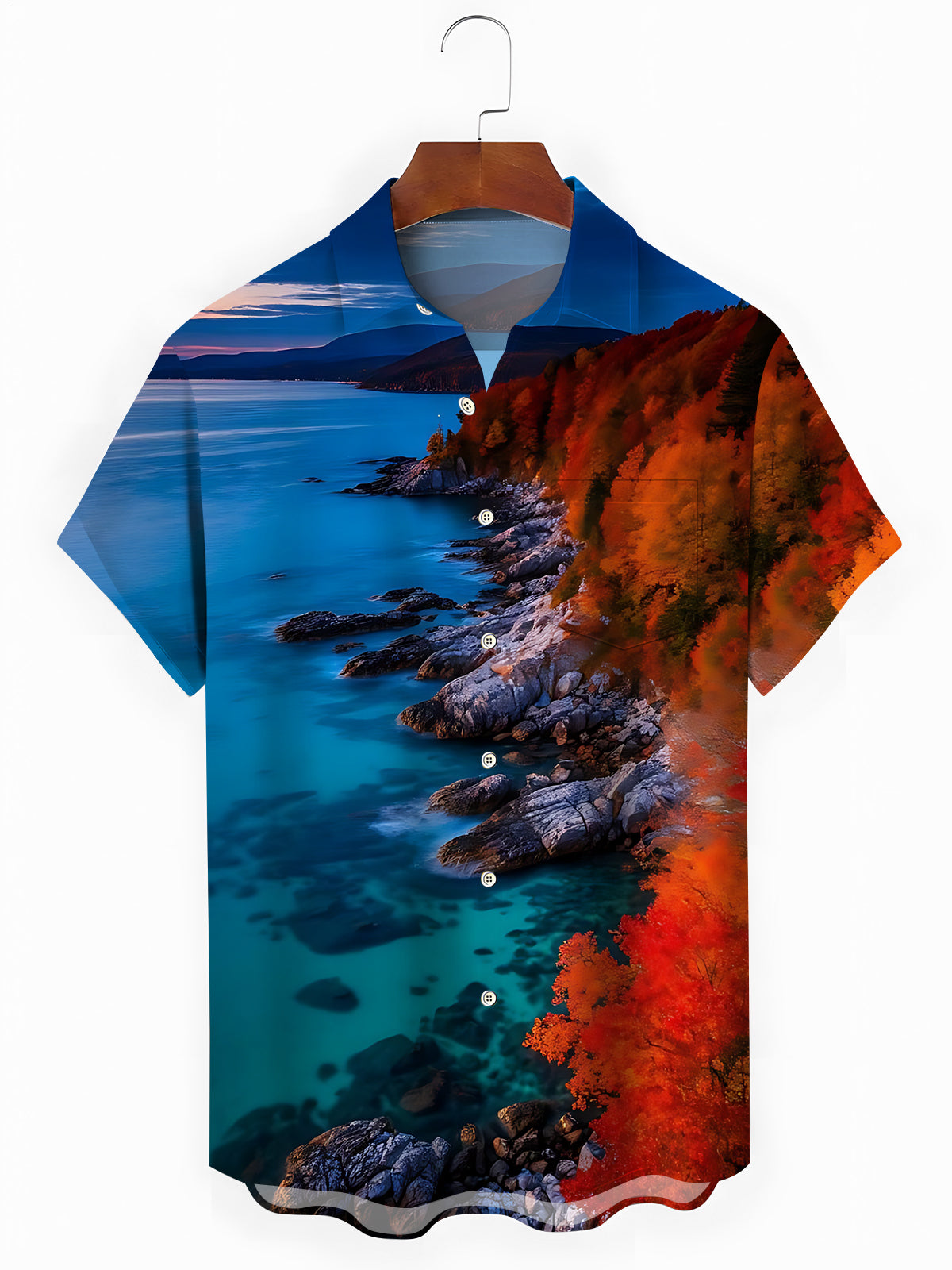 Eagle Print Men's Pocket Short Sleeve Shirts