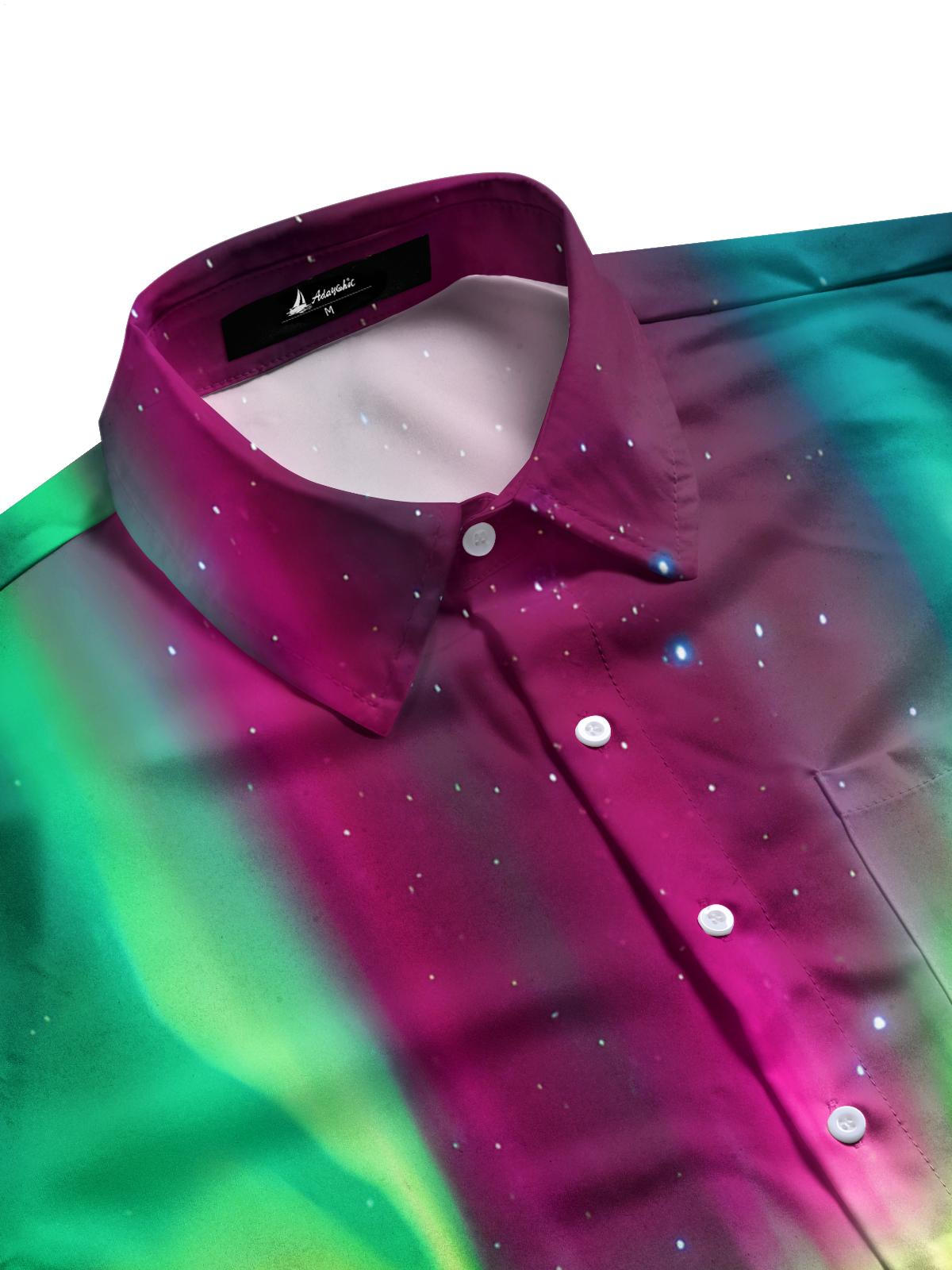 Landscape Print Men's Pocket Short Sleeve Shirts