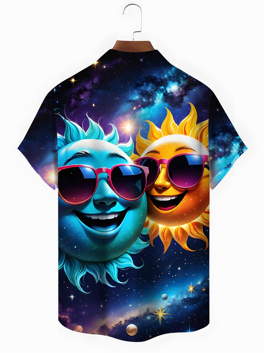 Sun Print Men's Pocket Short Sleeve Shirts