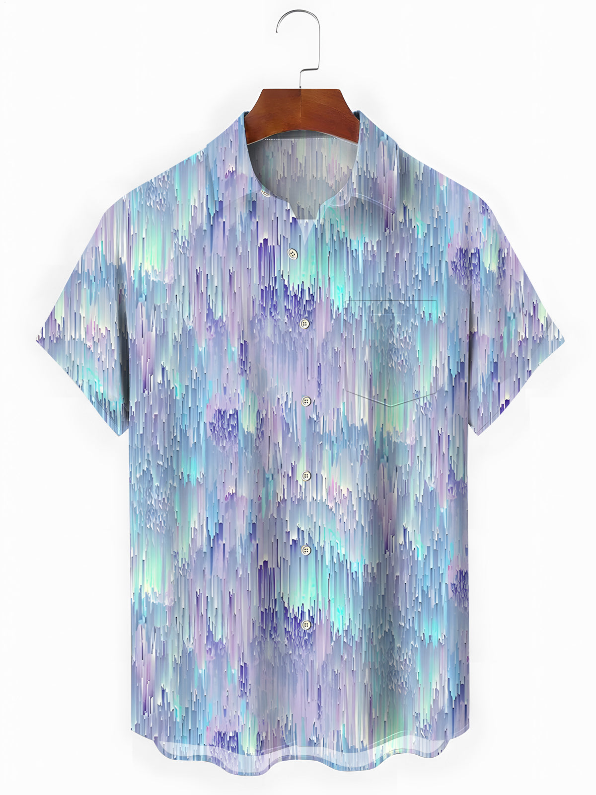 Gradient Print Men's Pocket Short Sleeve Shirts