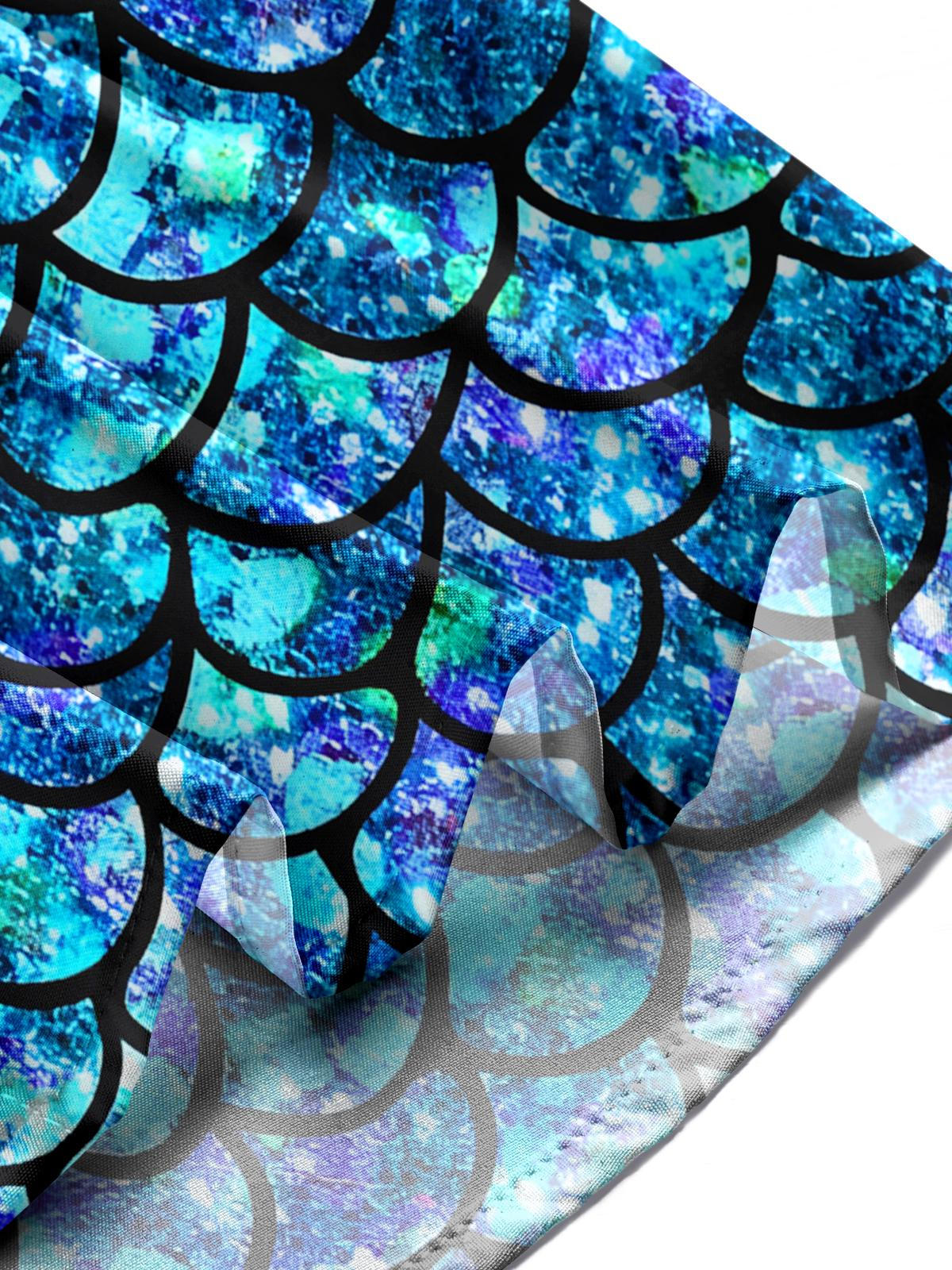 Fish Scale Print Men's Pocket Short Sleeve Shirts
