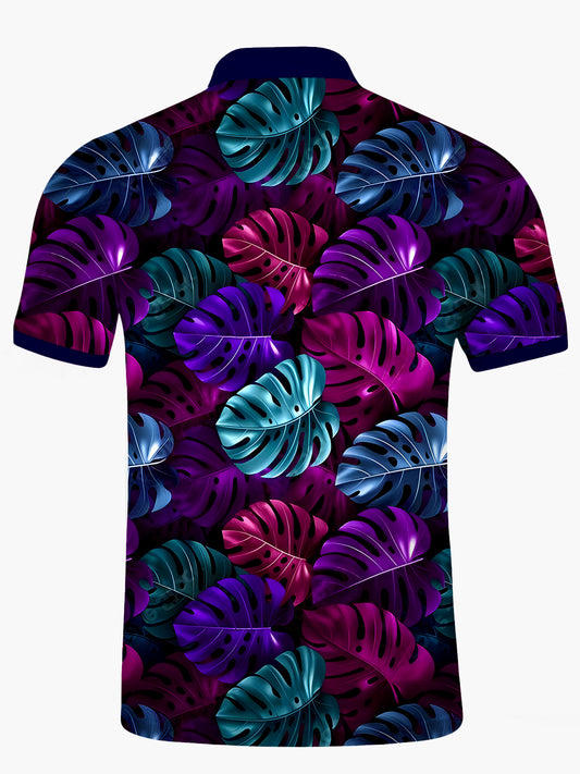 Leaf Men's Short Sleeve Button Polo Shirt