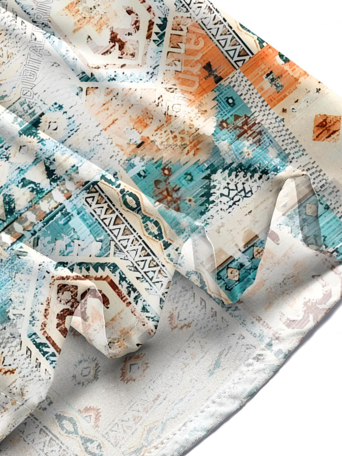 Vintage Ethnic Pattern Print Men's Pocket Short Sleeve Shirts