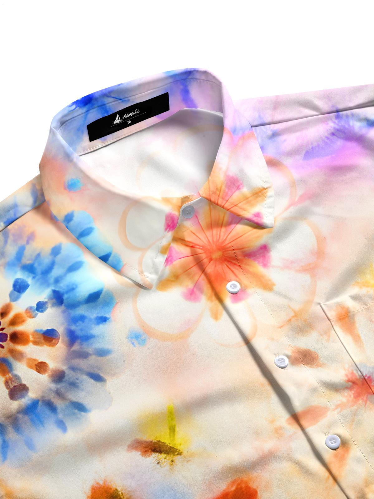 Tie Dye Abstract Men's Pocket Short Sleeve Shirts
