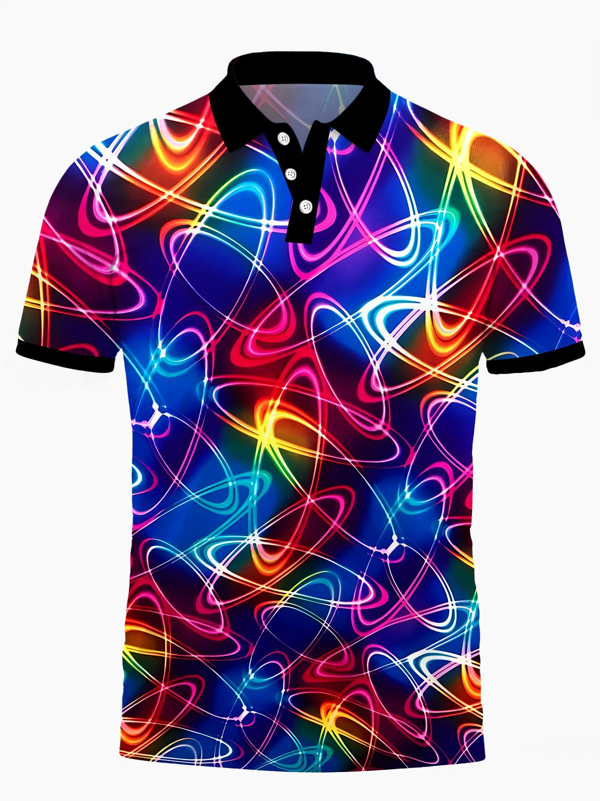 Abstract Men's Short Sleeve Button Polo Shirt