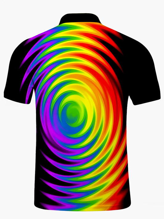 Tie Dye Men's Short Sleeve Button Polo Shirt