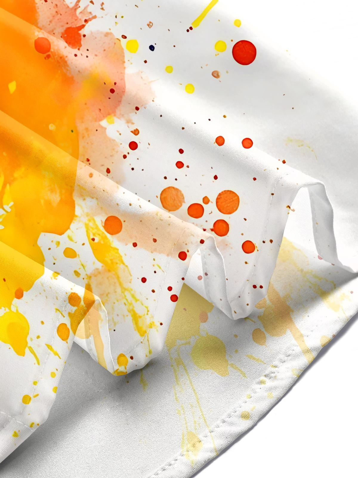 Ink Splash Print Men's Pocket Short Sleeve Shirts