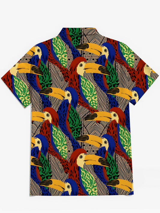 Hawaiian Parrot Men's Pocket Short Sleeve Shirts