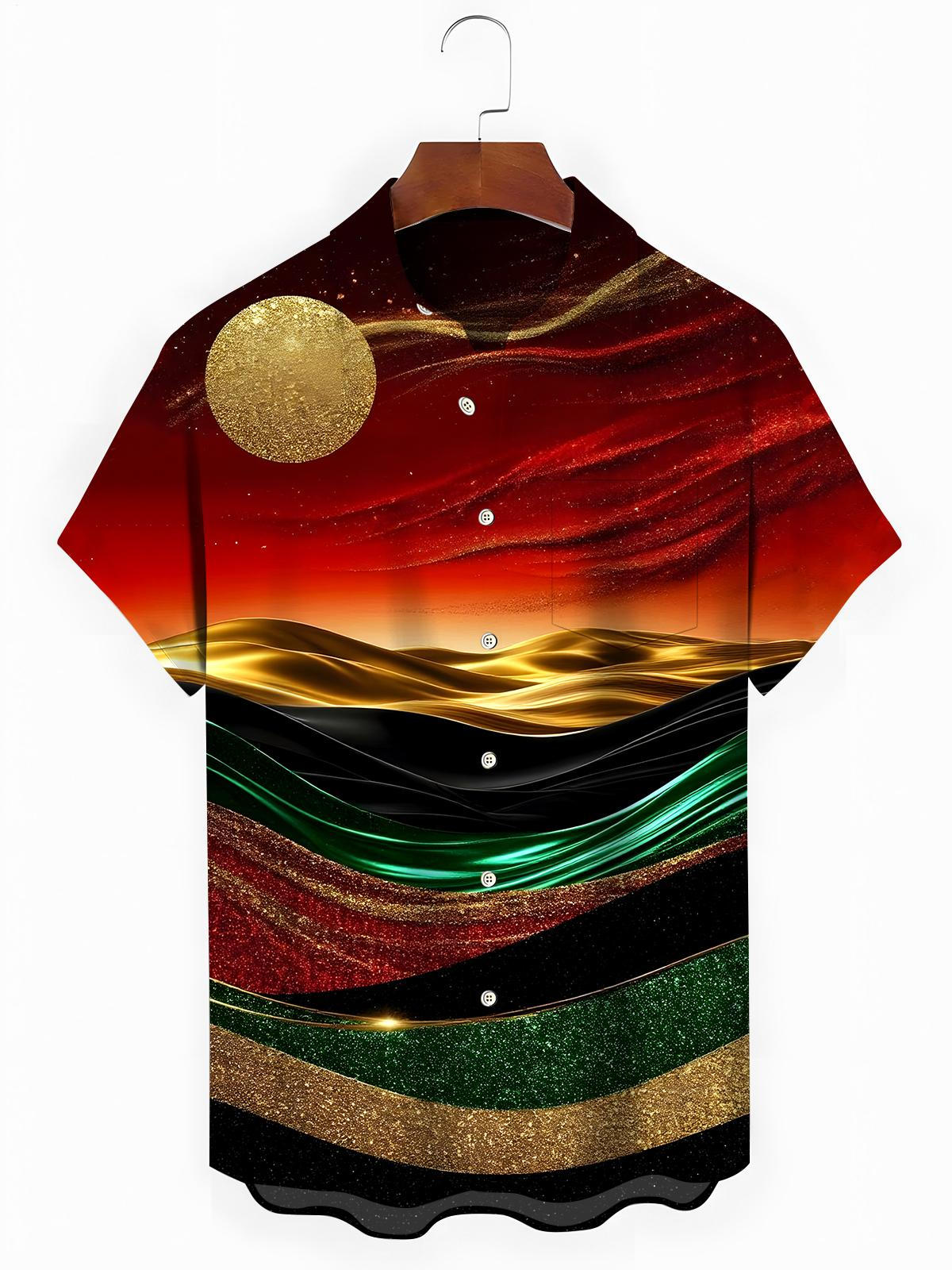 Mountain Moon Men's Pocket Short Sleeve Shirts