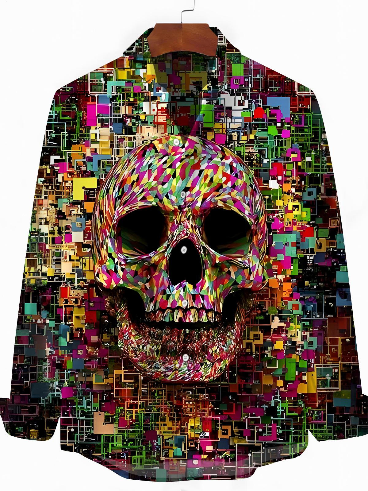 Skull Men's Pocket Long Sleeve Shirts