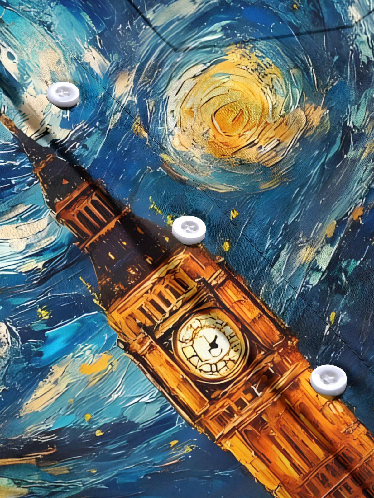 Oil Painting Art Print Men's Pocket Short Sleeve Shirts