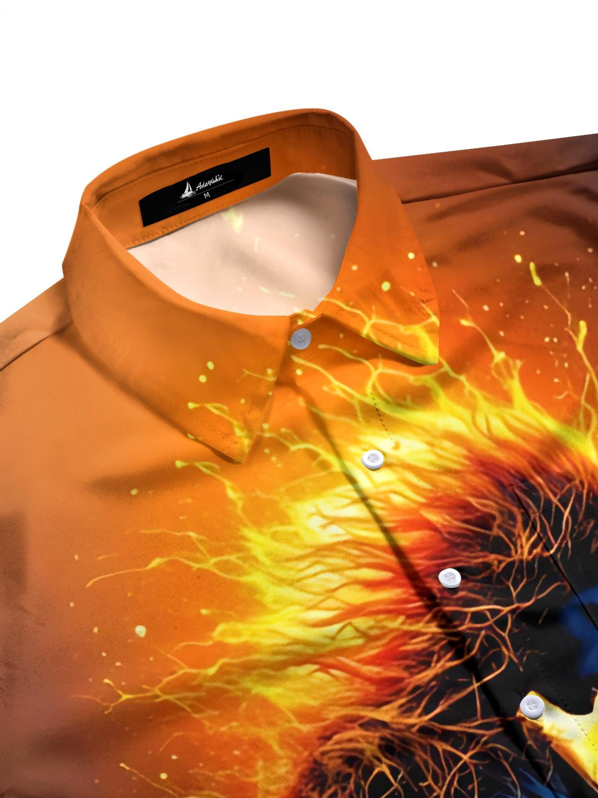 Rock Guitar Print Men's Pocket Short Sleeve Shirts