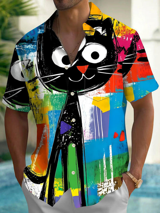 Cat Men's Pocket Short Sleeve Shirts
