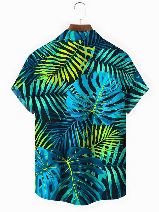 Hawaiian Leaf Men's Pocket Short Sleeve Shirts