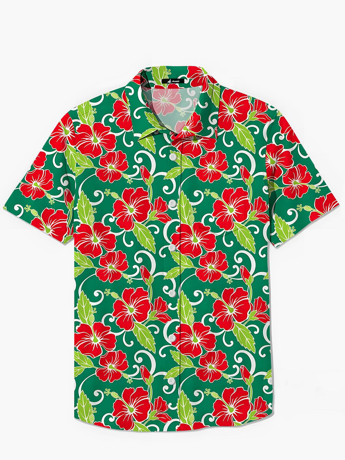 Floral Men's Pocket Short Sleeve Shirts