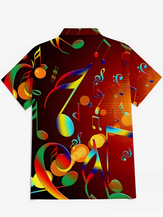 Music Note Men's Pocket Short Sleeve Shirts