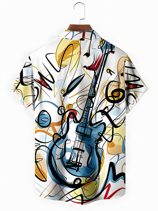Guitar Tie Dye Men's Pocket Short Sleeve Shirts