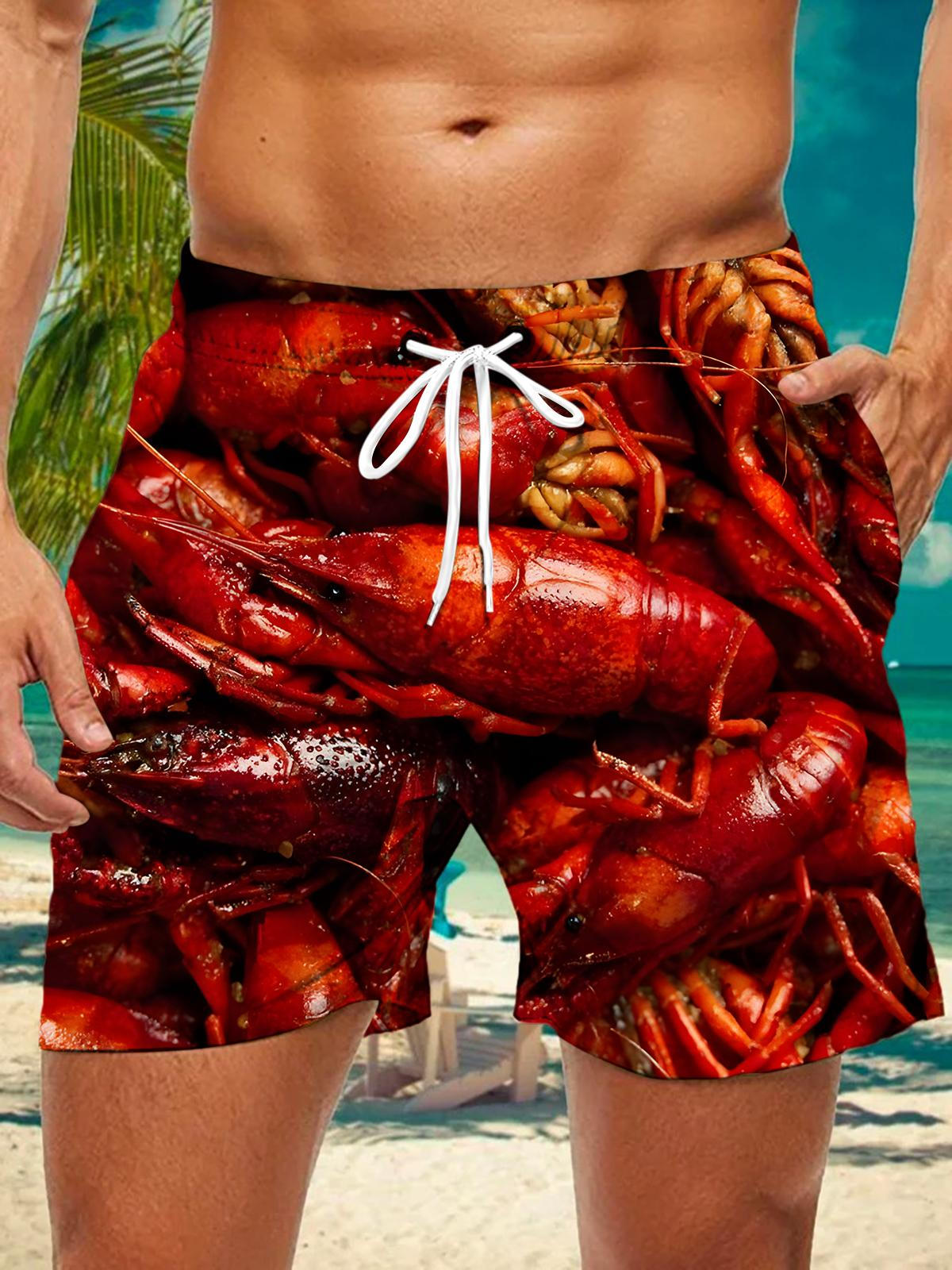 Crayfish Print Men's Print Pocket Shorts