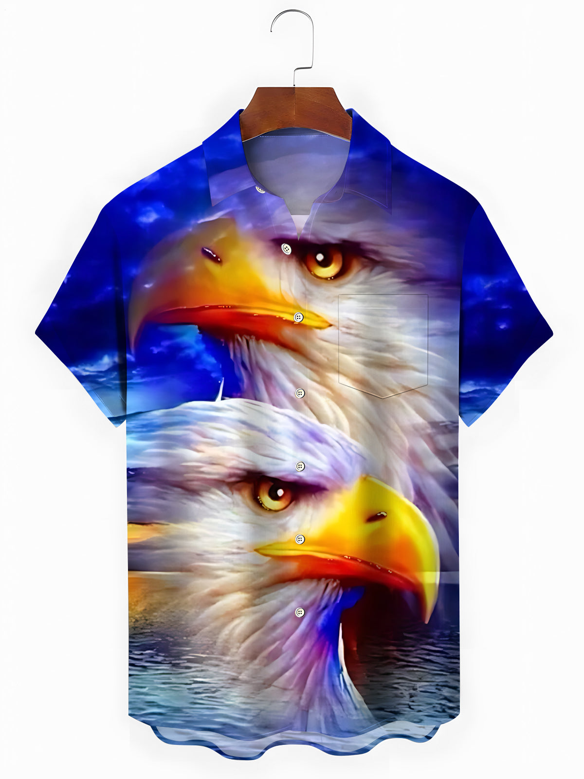 Landscape Print Men's Pocket Short Sleeve Shirts