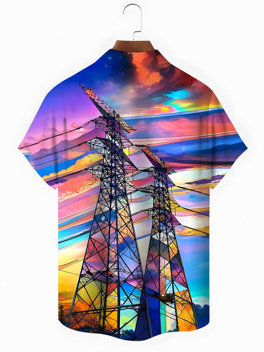 Electric Tower Men's Pocket Short Sleeve Shirts