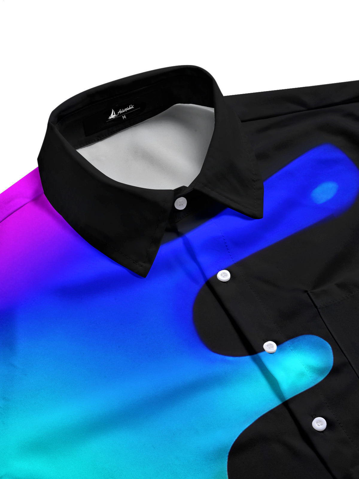 Rainbow Gradient Print Men's Pocket Short Sleeve Shirts