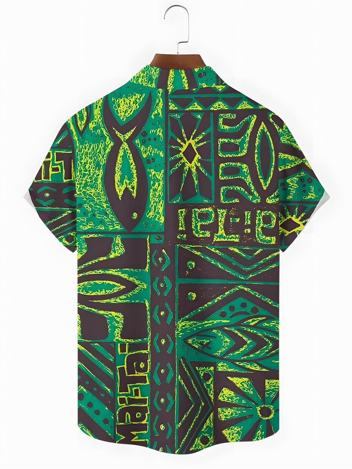 Geometry Fish Men's Pocket Short Sleeve Shirts