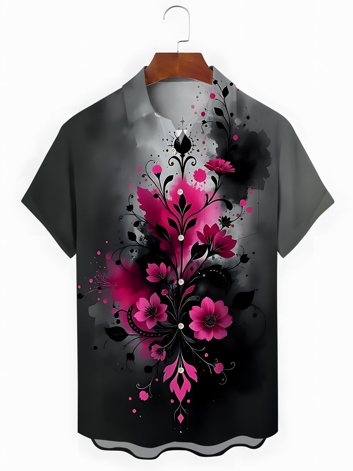 FloralPrint Men's Pocket Short Sleeve Shirts