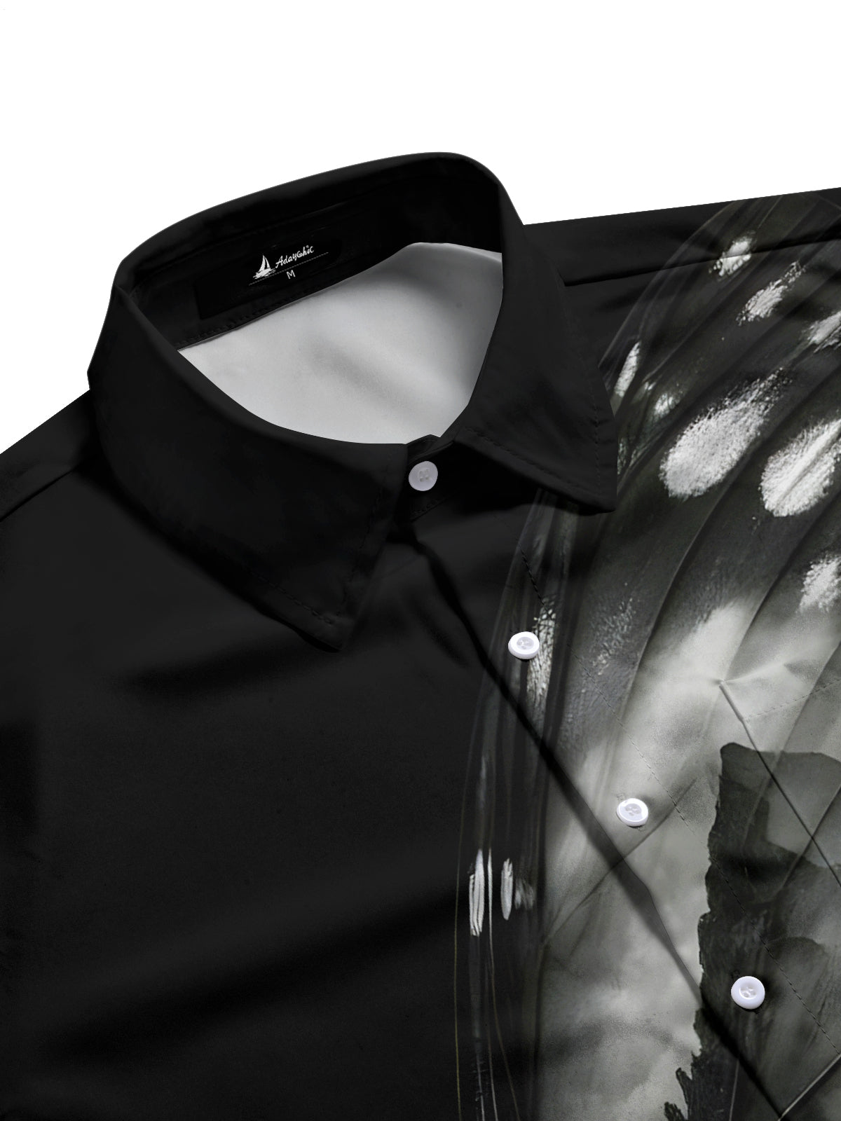 Butterfly Black Cat Print Men's Pocket Short Sleeve Shirts