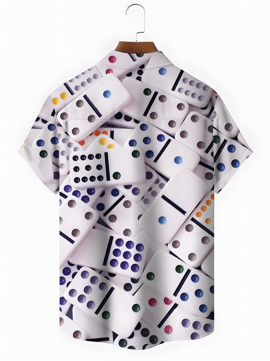 Domino Print Men's Pocket Short Sleeve Shirts