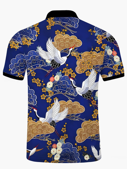 Crane Men's Short Sleeve Button Polo Shirt