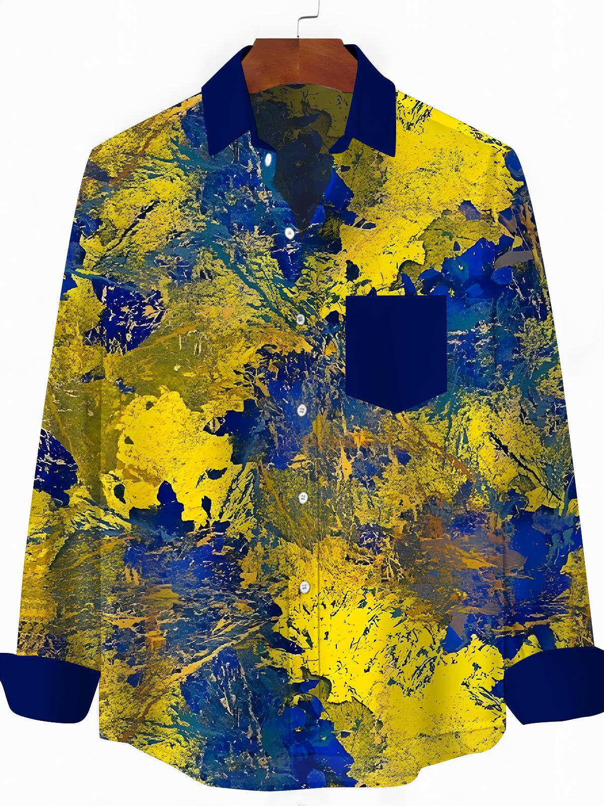 Abstract Men's Pocket Long Sleeve Shirts