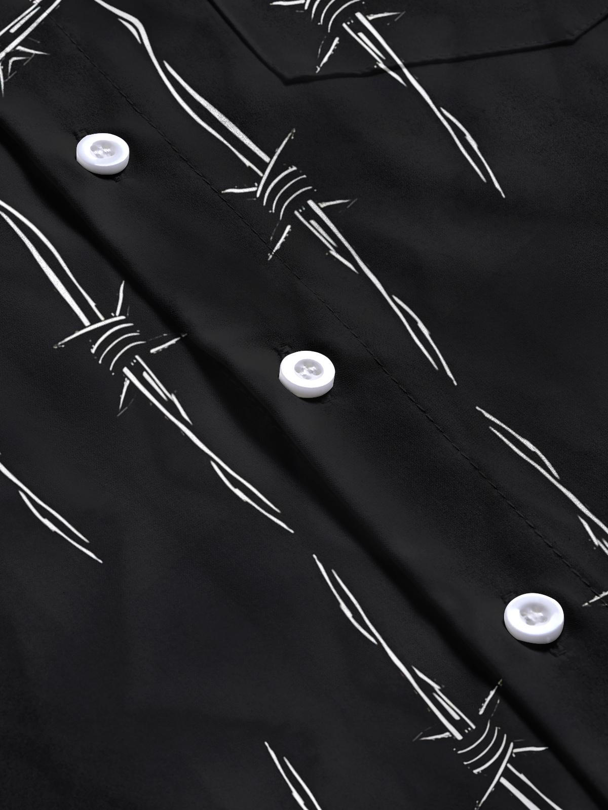 Wire Print Men's Pocket Short Sleeve Shirts
