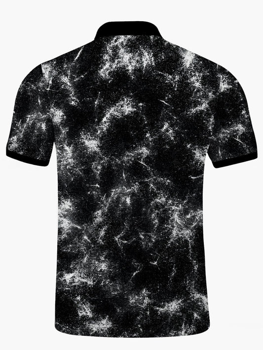 Gradient Print Men's Short Sleeve Button Polo Shirt