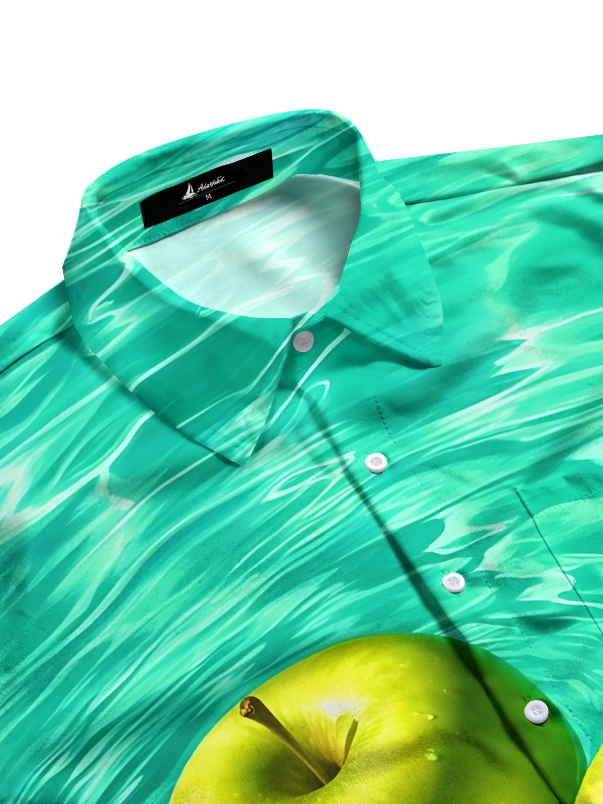 Apple Print Men's Pocket Short Sleeve Shirts