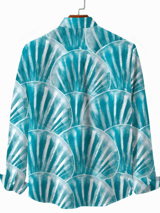 Shell Print Men's Pocket Long Sleeve Shirts