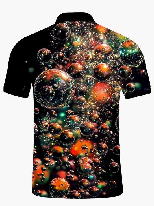 Bubble Men's Short Sleeve Button Polo Shirt