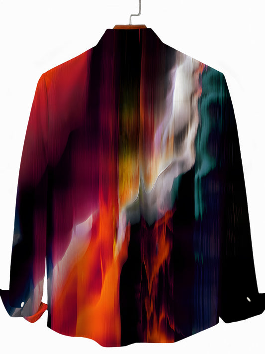 Gradient Print Men's Pocket Long Sleeve Shirts