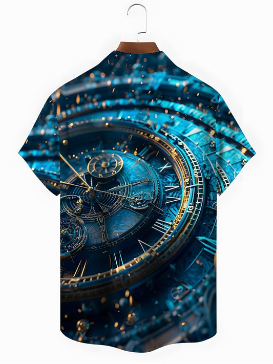Watch Print Men's Pocket Short Sleeve Shirts